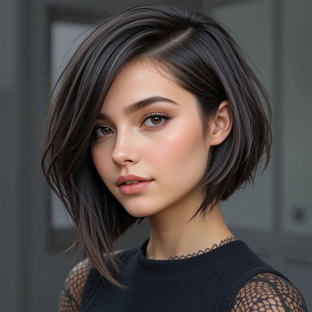 Asymmetrical Ear-Length Bob