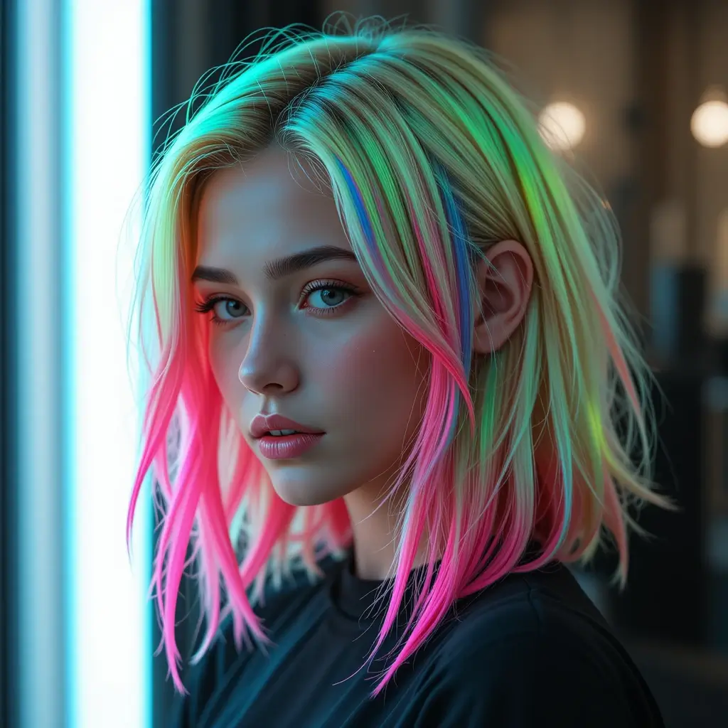 Baby Blonde with Neon Pink Streaks