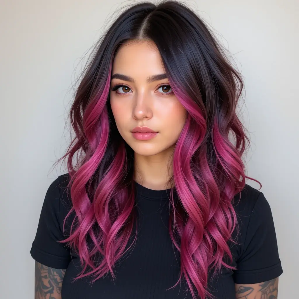 Black Brown with Magenta Ends