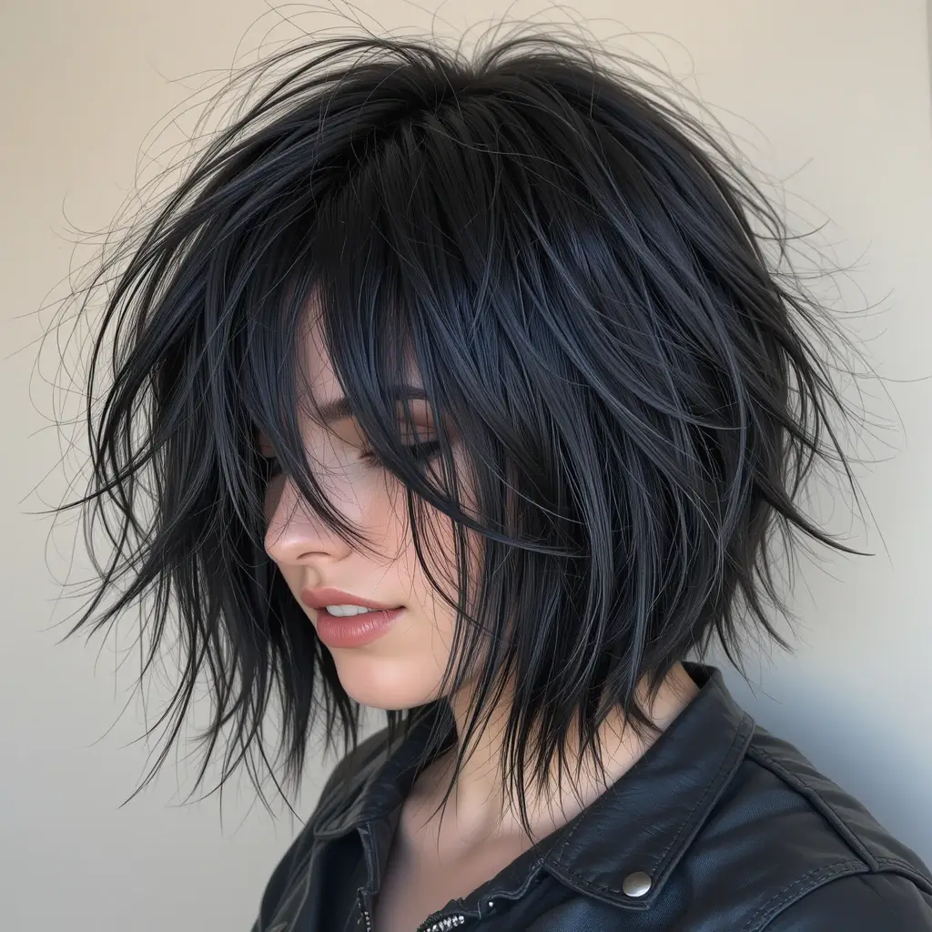 Black-Dyed Lob with Wispy Layers