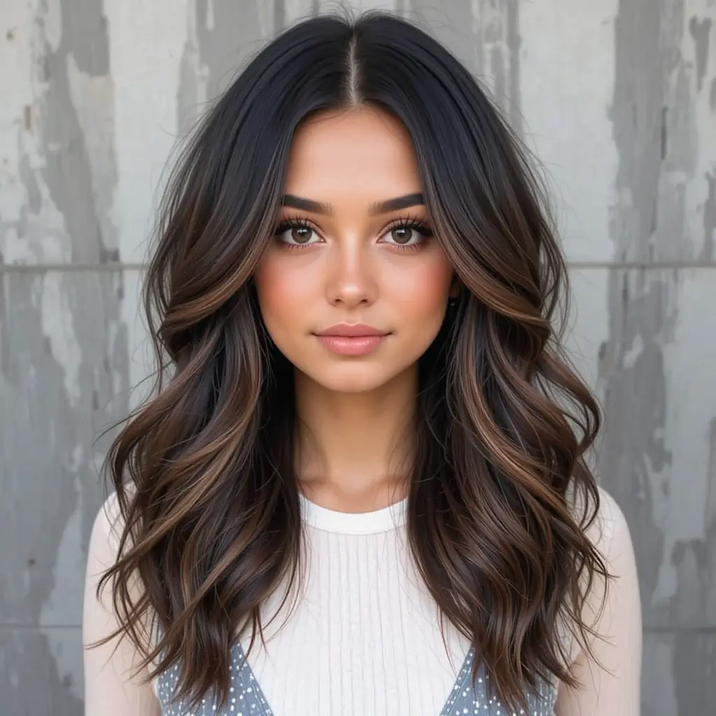 Black Hair with Chestnut Brown Lowlights