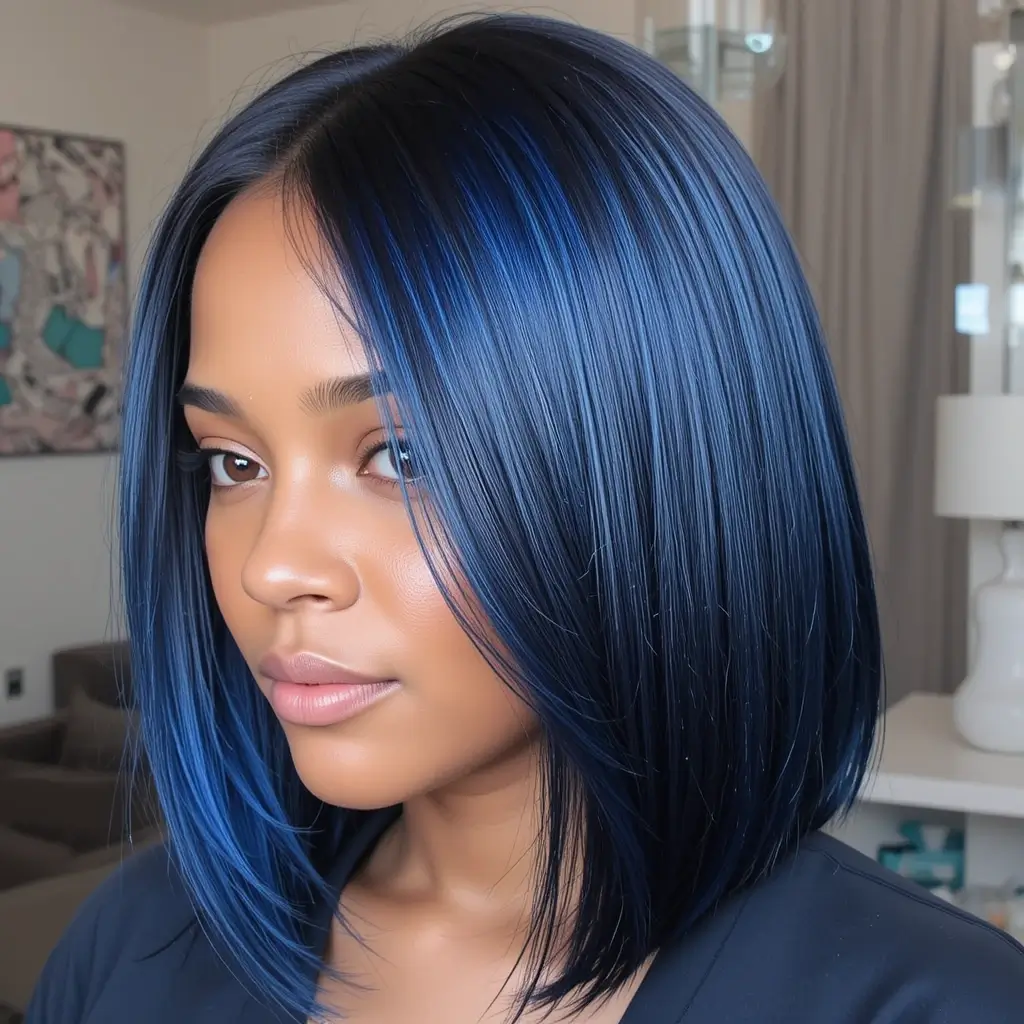 Blue Black Ombre for Sleek Hair