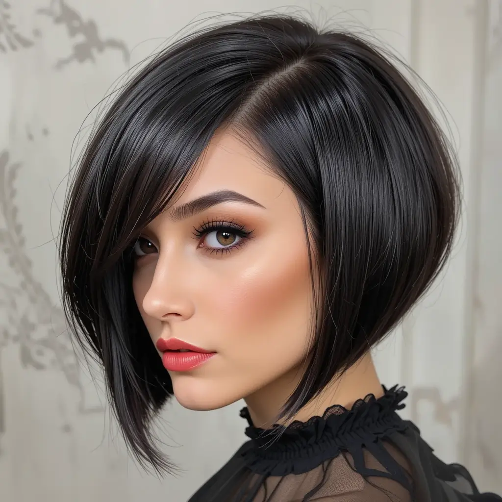 Blunt Bob with Deep Side Part