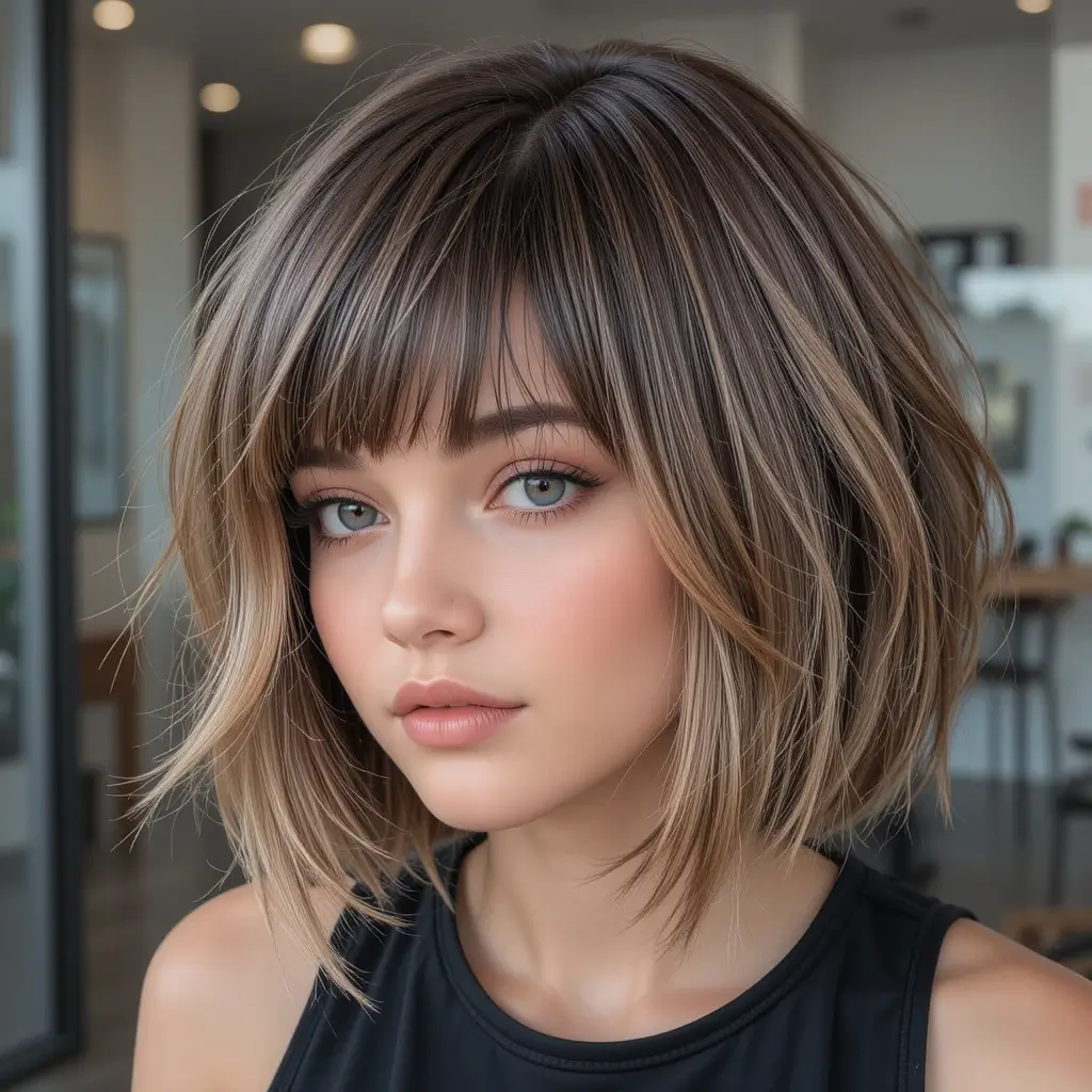 Blunt Choppy Bob with Choppy Ends