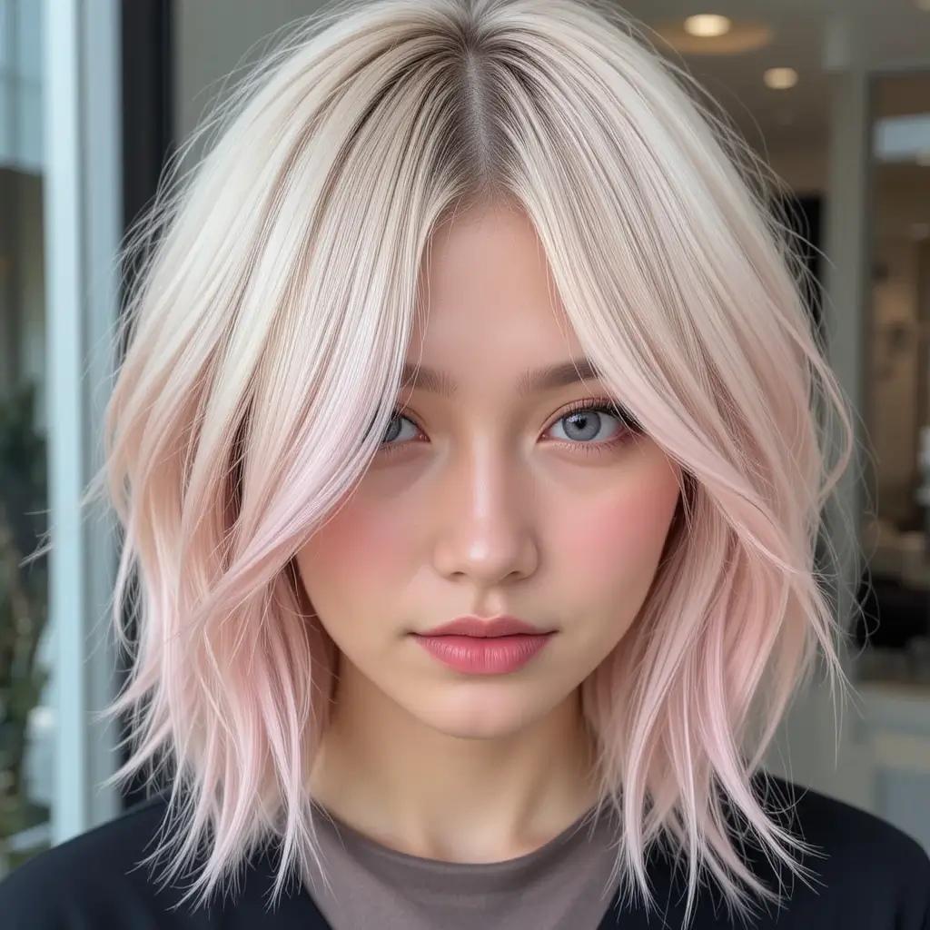 Blush Pink Peekaboo Under Blonde Layers