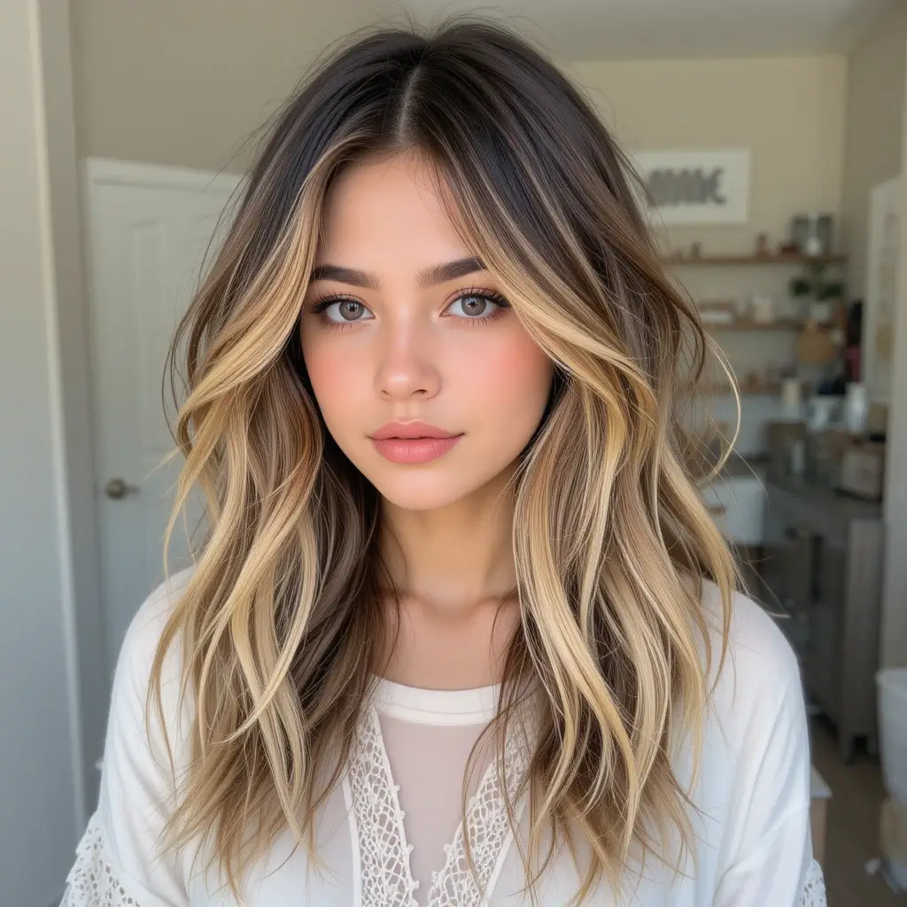 Boho Long Shag with Middle Part
