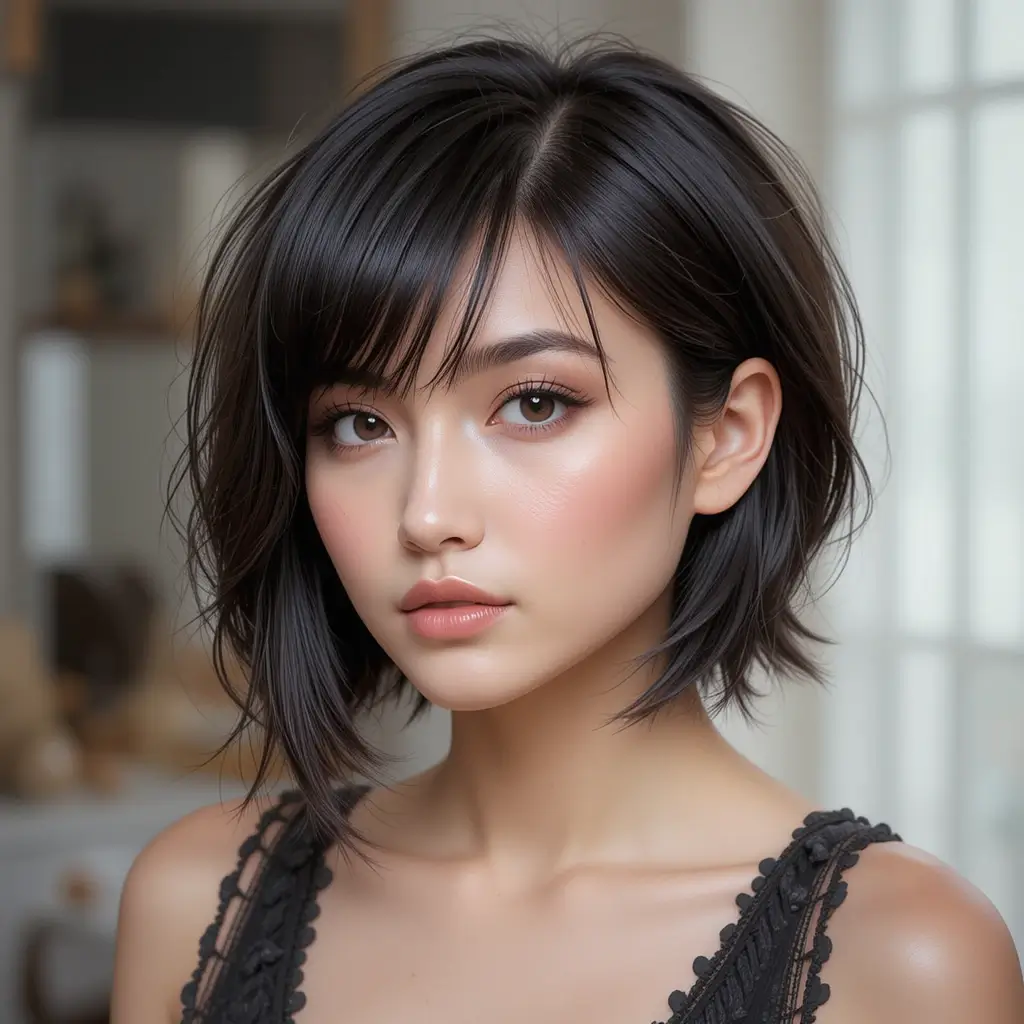 Bold Short Wolf Cut With Face Framing Bangs