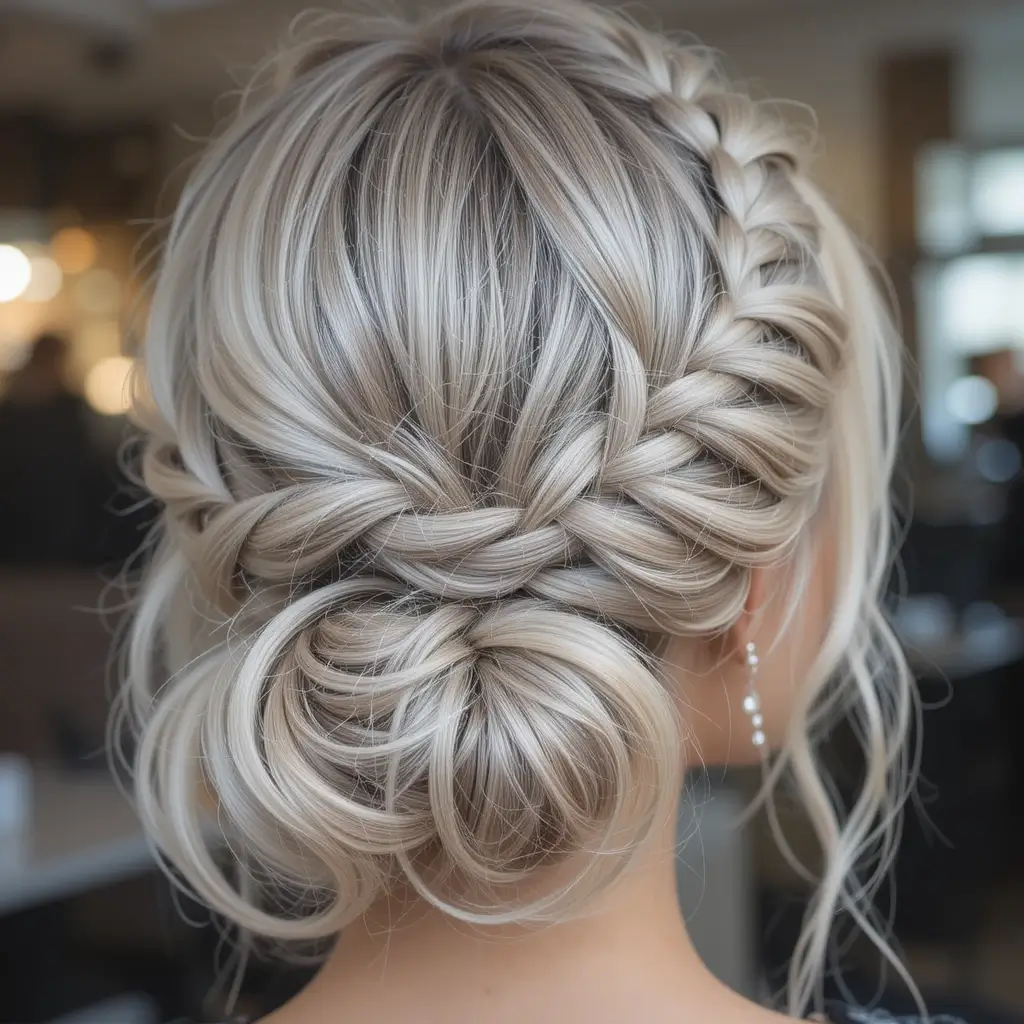 Braided Crown with Subtle Silver Highlights
