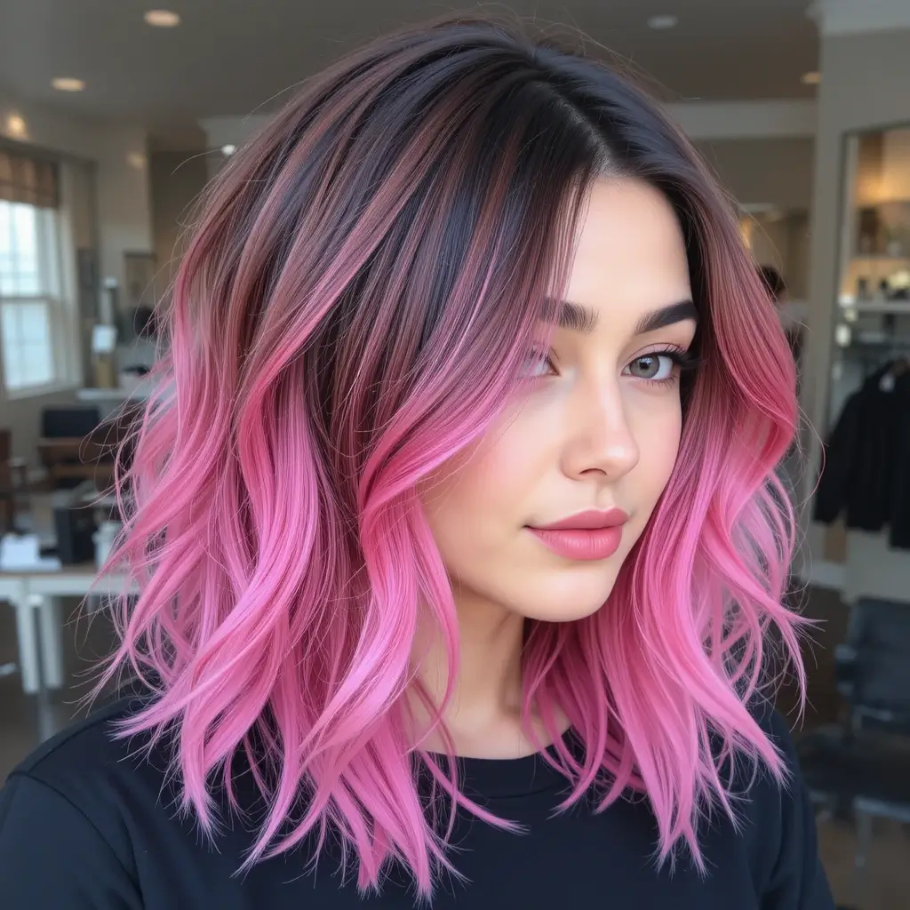 Brunette with Pink Ombre