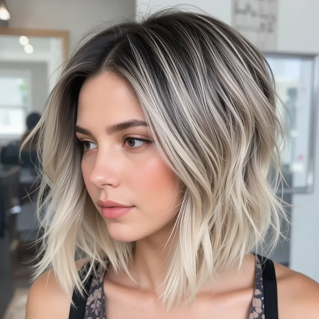 Champagne Blonde Peekaboo in Dark Root