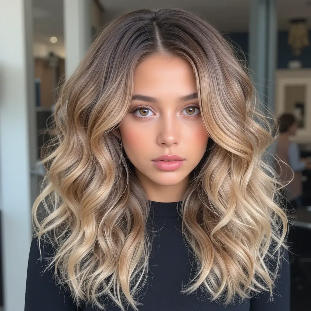 Champagne Highlights on Light Brown Waves