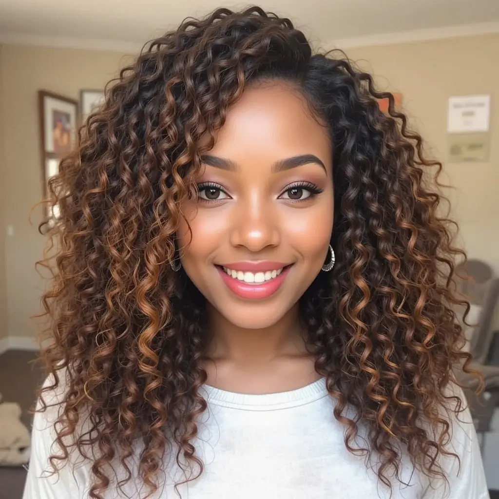 Chestnut Balayage on Twist-Out Styles