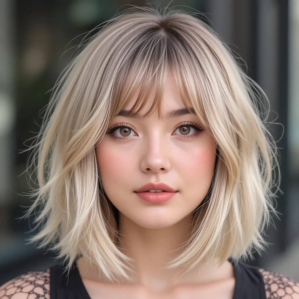 Chin-Length Bob with Wispy Brow-Grazing Bangs