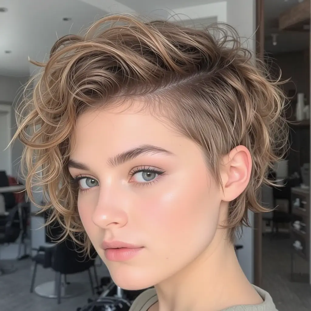 Chin-Length Curly Wolf Cut