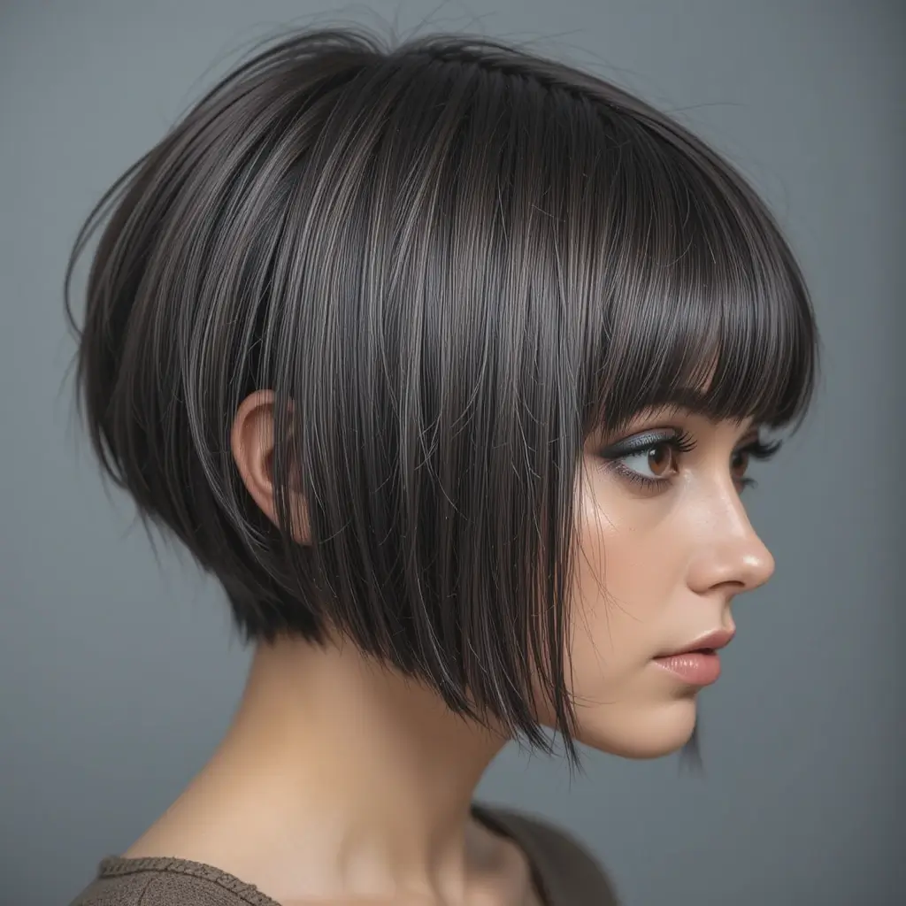 Chin-Length Razor Bob with Micro Bangs