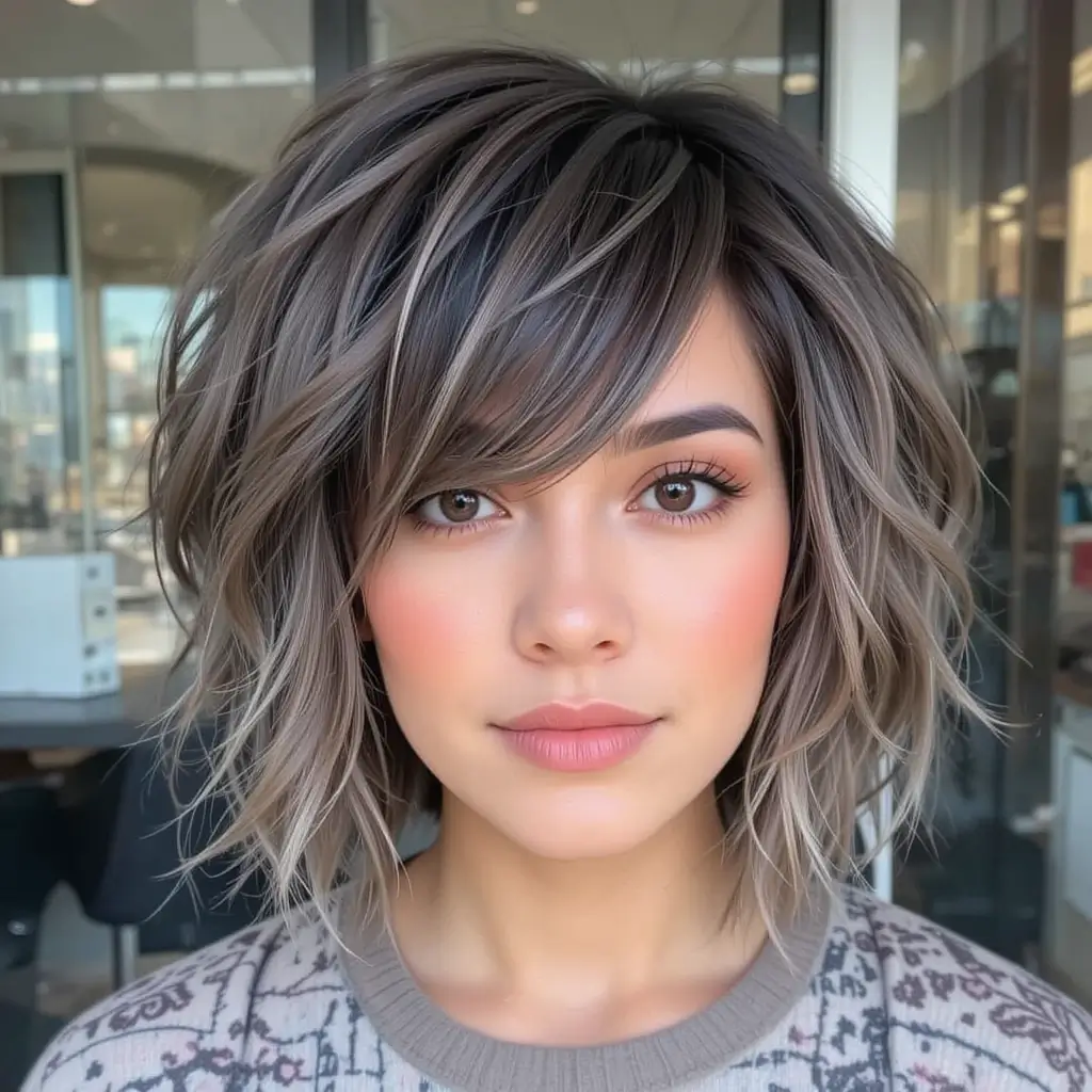 Choppy Bob with Ash Brunette Vibes