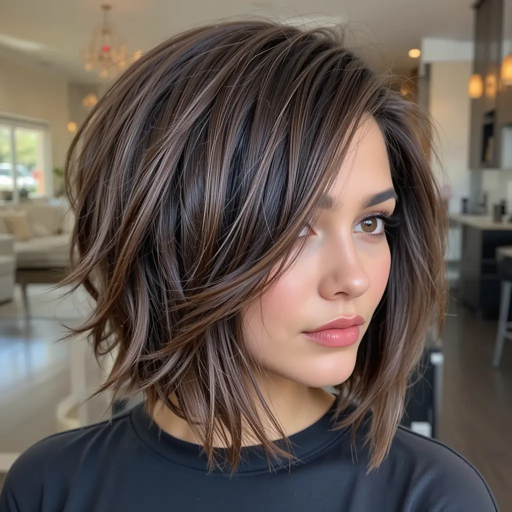 Choppy Bob with Deep Side Part