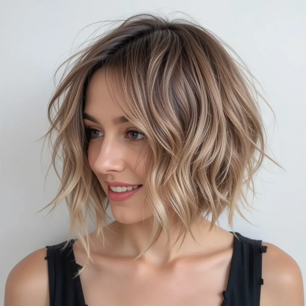 Choppy Bob with Feathered Ends