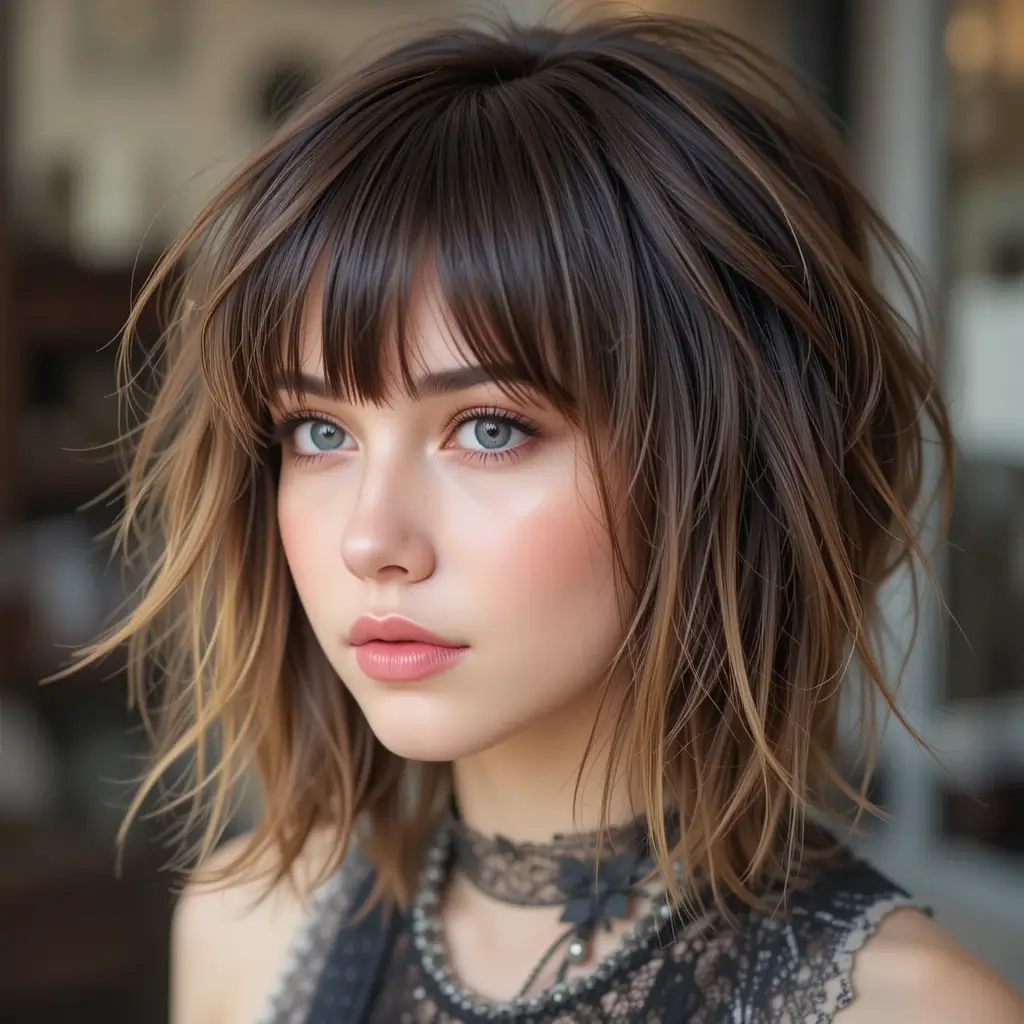 Choppy Shag with Full Bangs