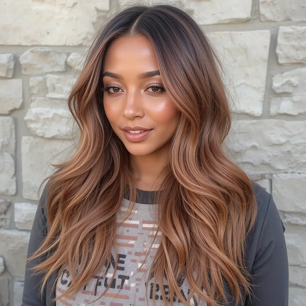 Cinnamon Balayage on Long Hair