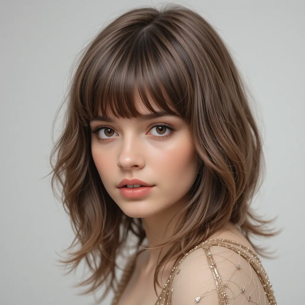 Classic Long Shag with Curtain Bangs