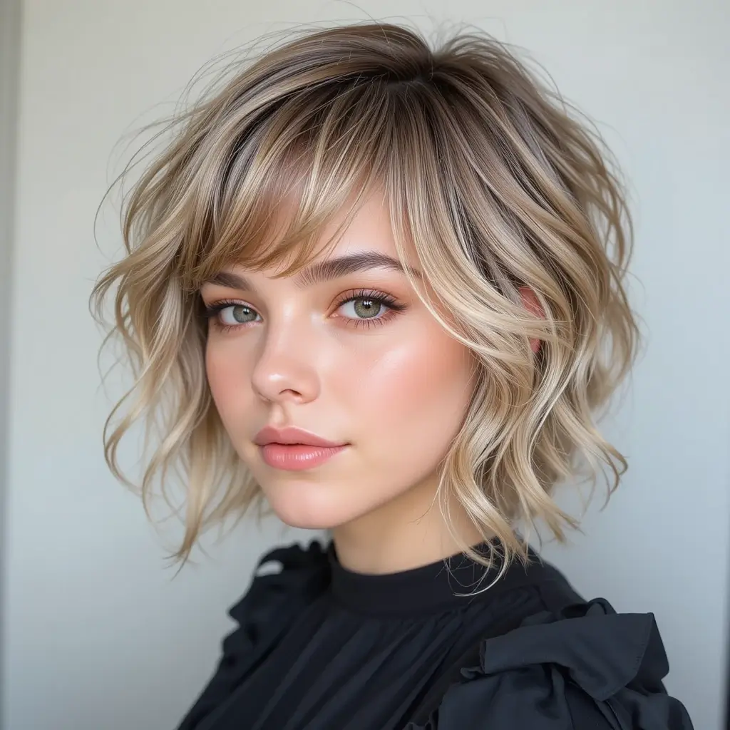 Classic Short Wolf Cut With Long Curtain Bangs