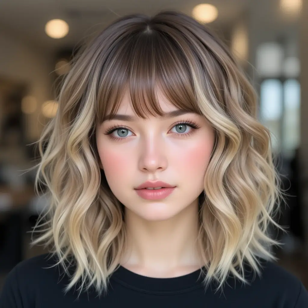 Classic Wavy Wolf Cut With Middle Parted Bangs