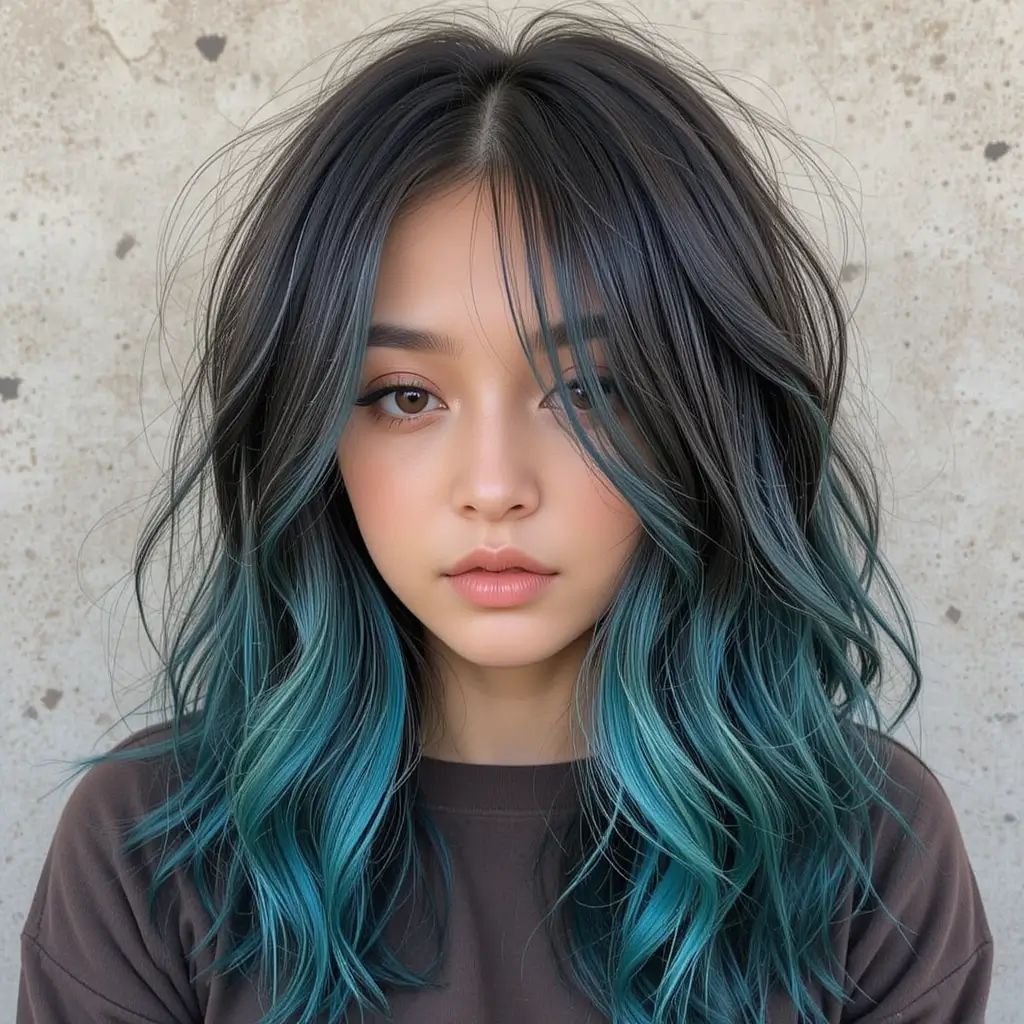 Coffee Brown with Teal Tips