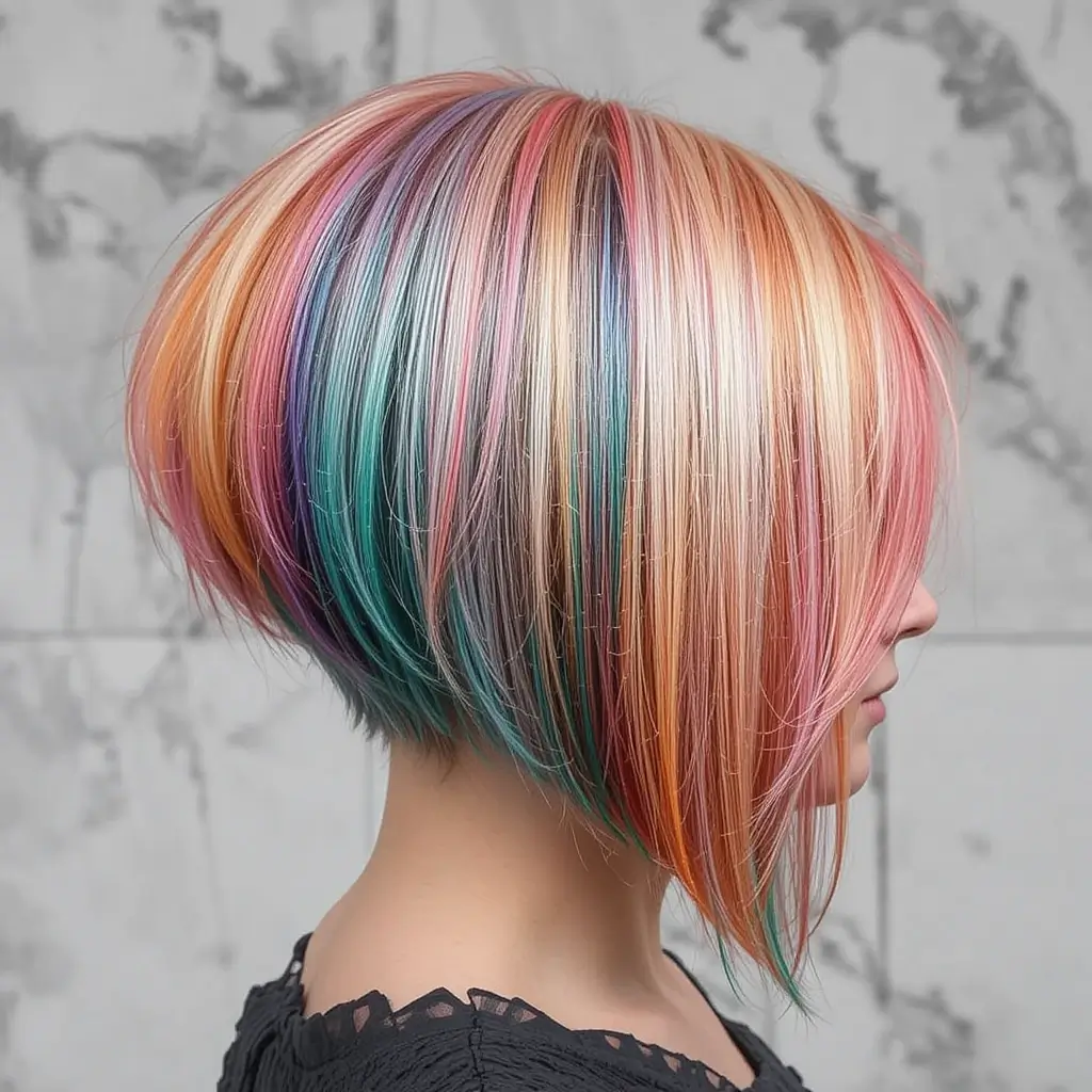 Color-Blocked Undercut Bob