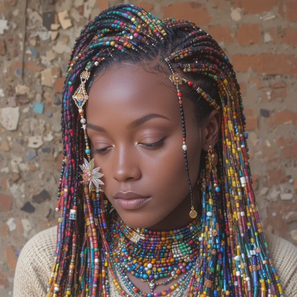Colored Beads Fulani Braids