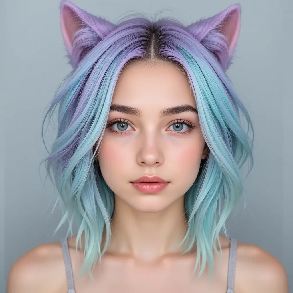 Colored Wolf Cut with Pastel Tones
