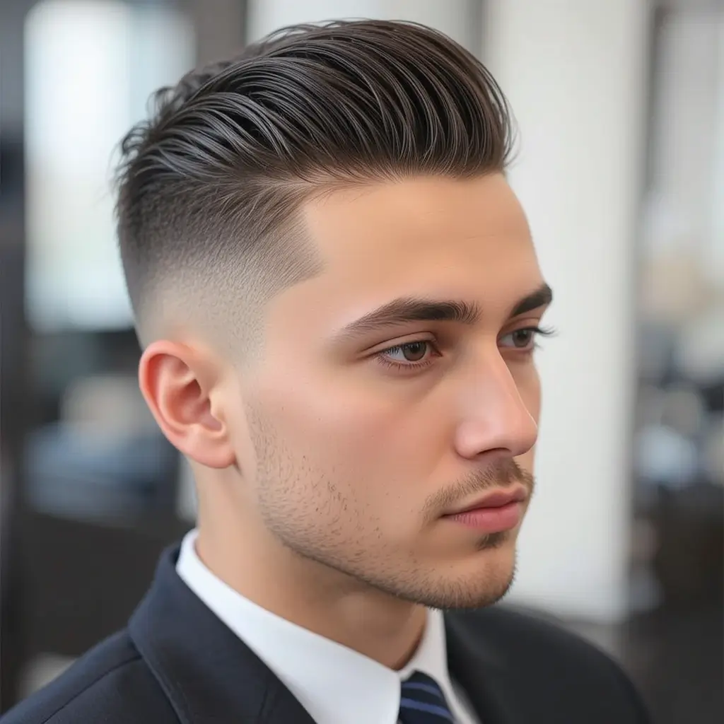 Comb Over Faded Undercut