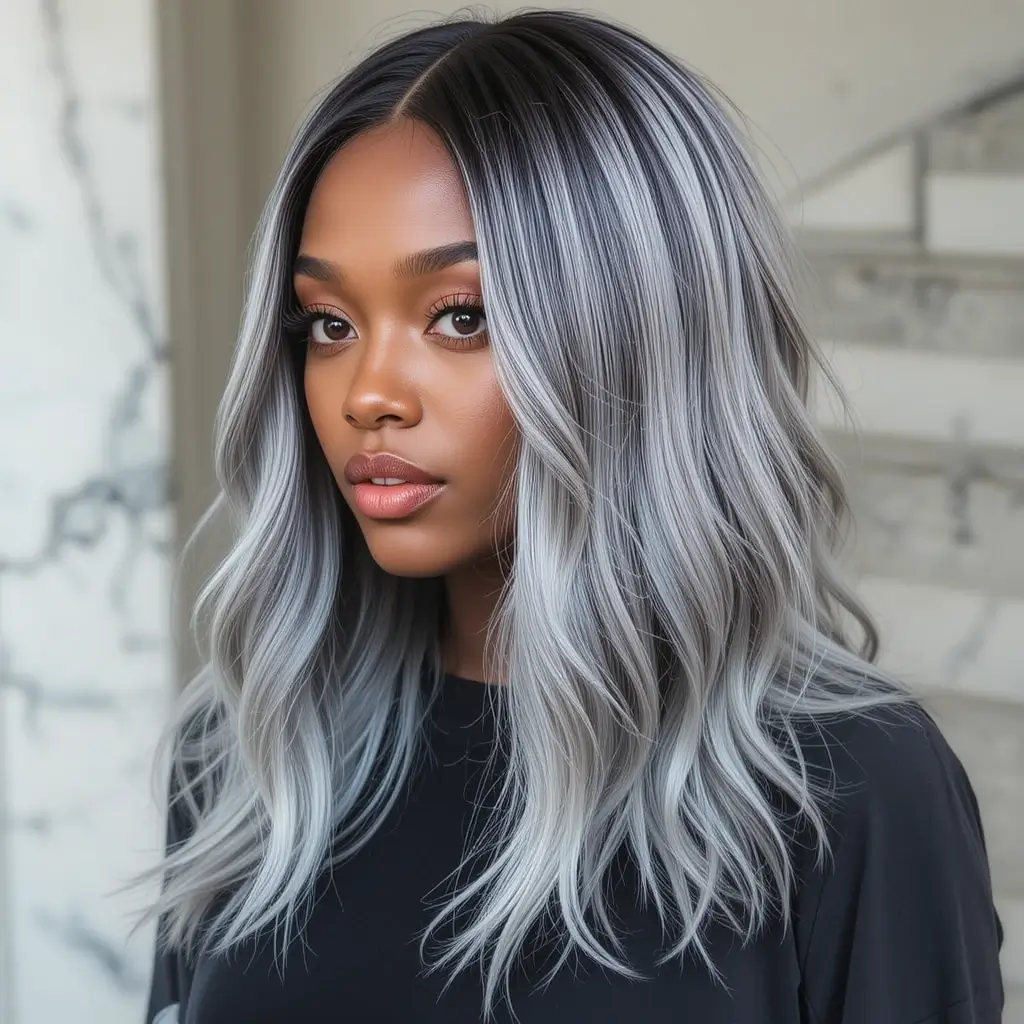 Cool Blonde Ombre with Middle Part