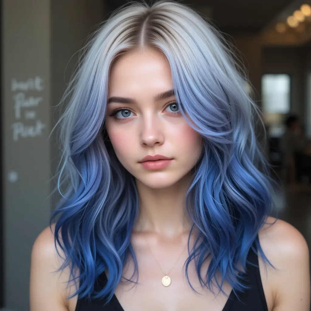 Cool Blonde with Indigo Tips