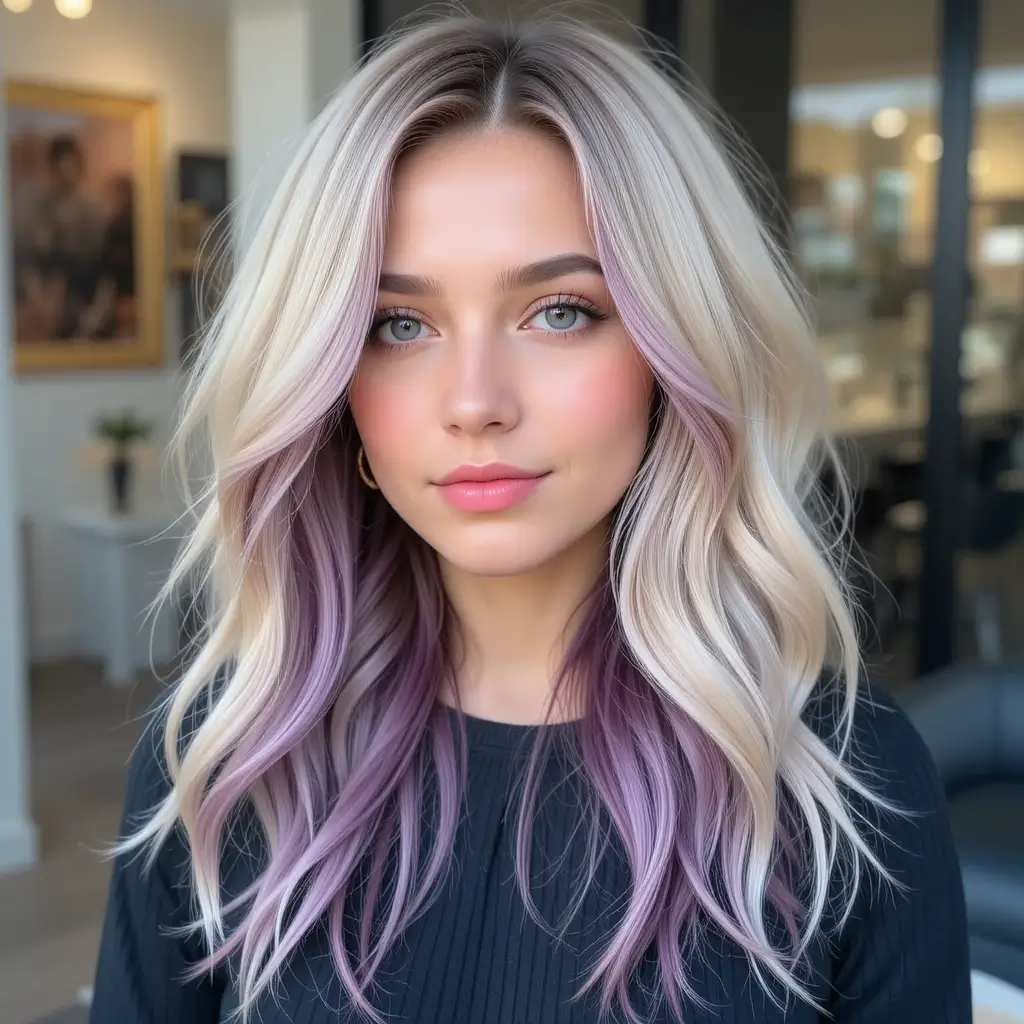 Cream Blonde with Plum Accents