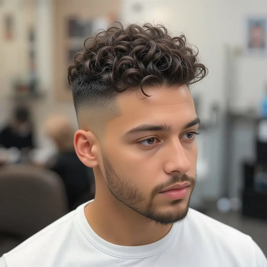 Curly Hair Faded Undercut