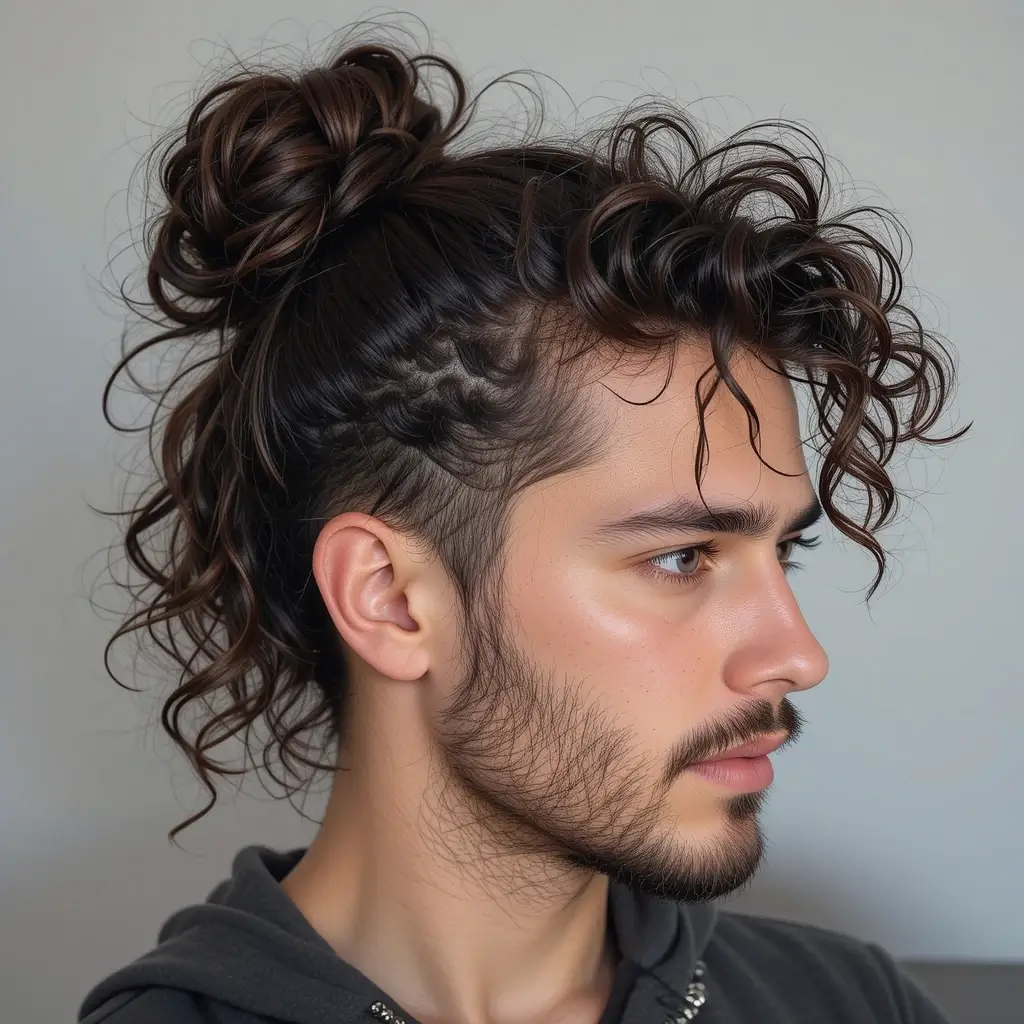 Curly Man Bun