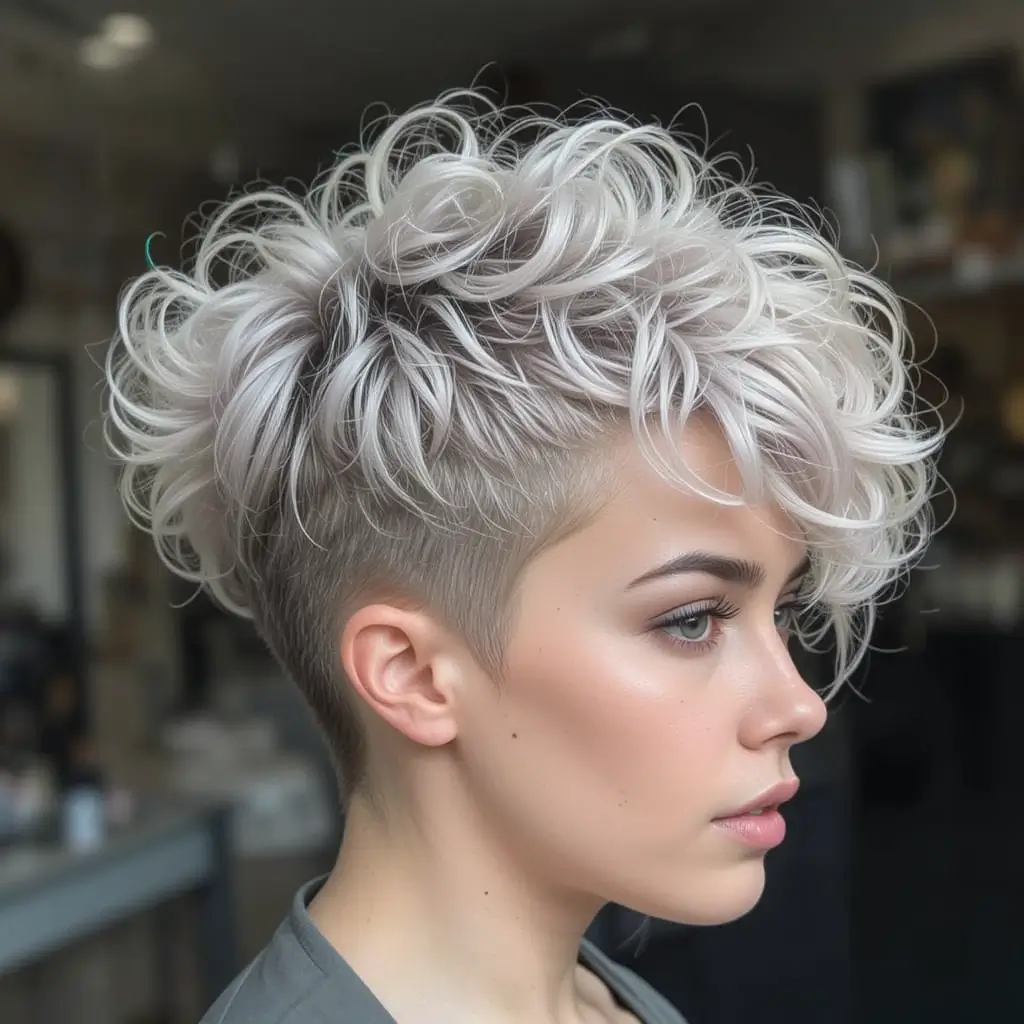 Curly Pixie with Shaved Undercut