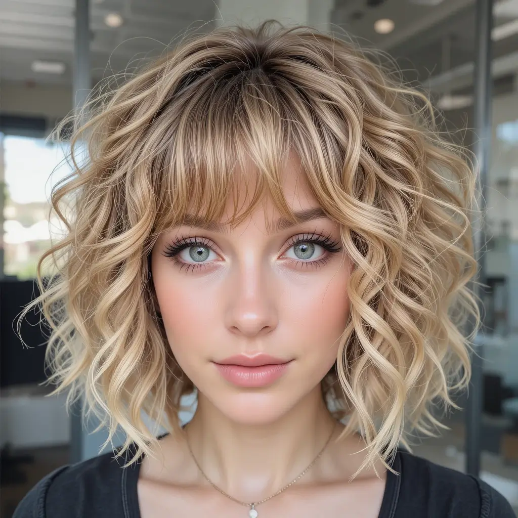 Curly Shag with Fringe Bangs