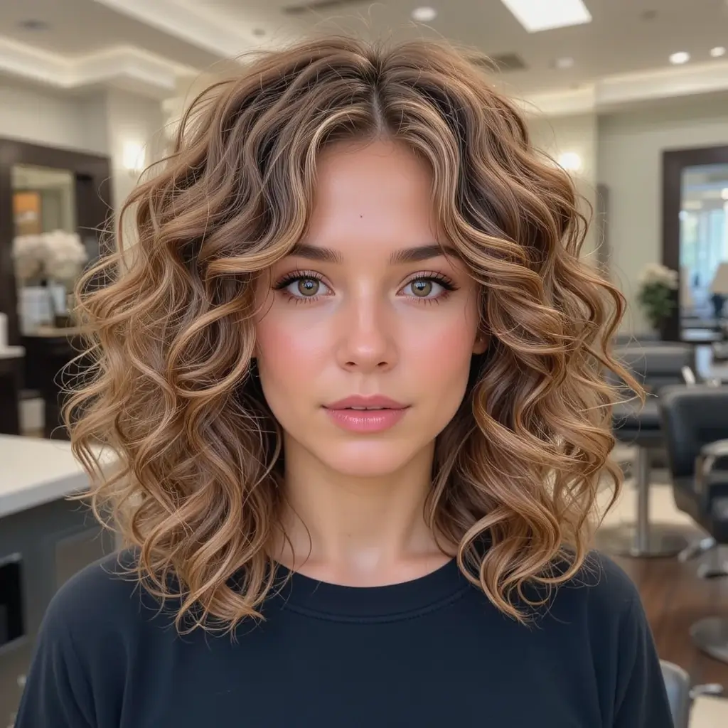 Curly Shag with Highlights