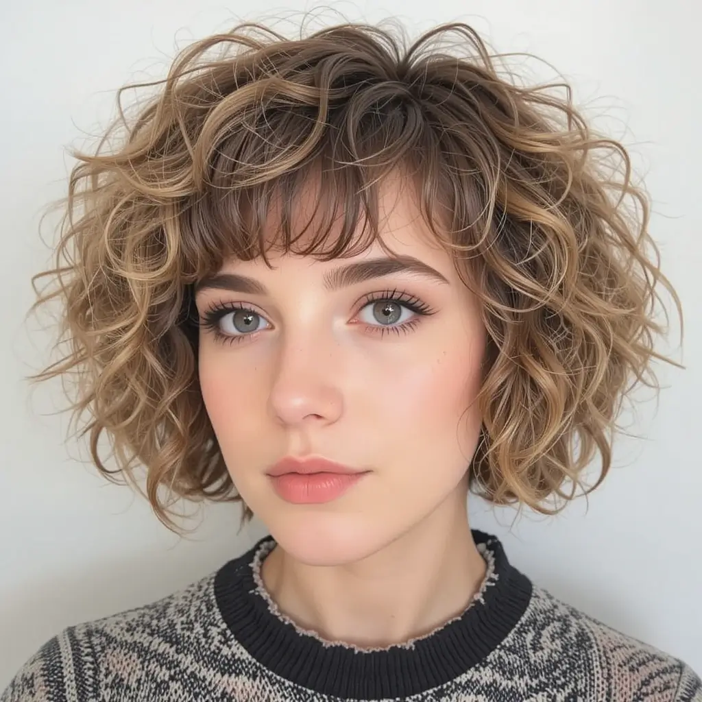 Curly Shag with Micro Bangs