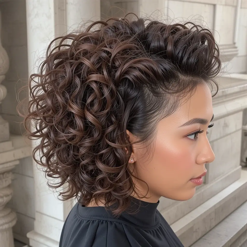 Curly Undercut Bob