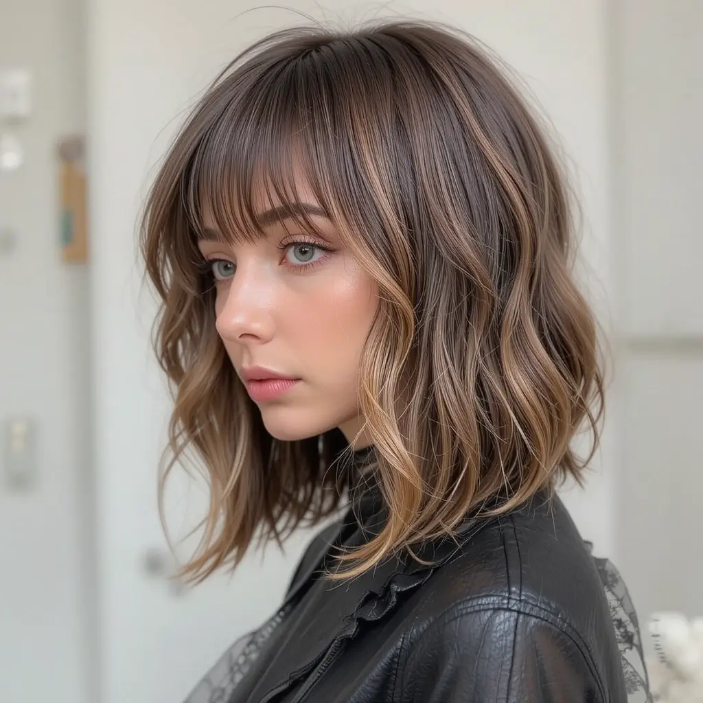 Curtain Bangs with Layered Ends