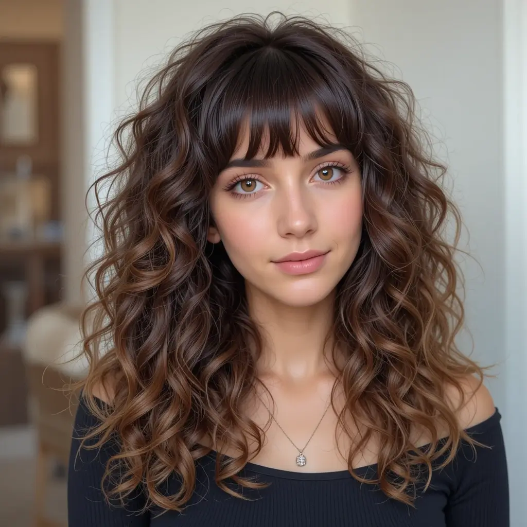  Curtain Bangs with Long Layers