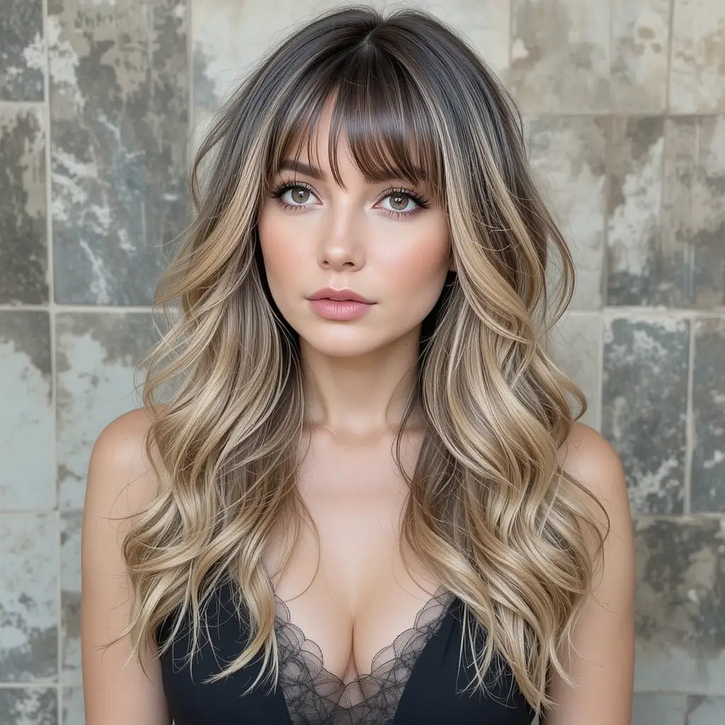 Curtain Bangs with Loose Waves