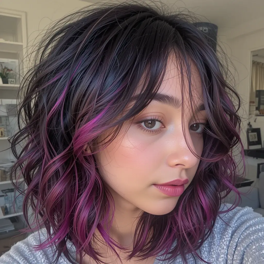 Dark Plum Hair with Magenta Peekaboo
