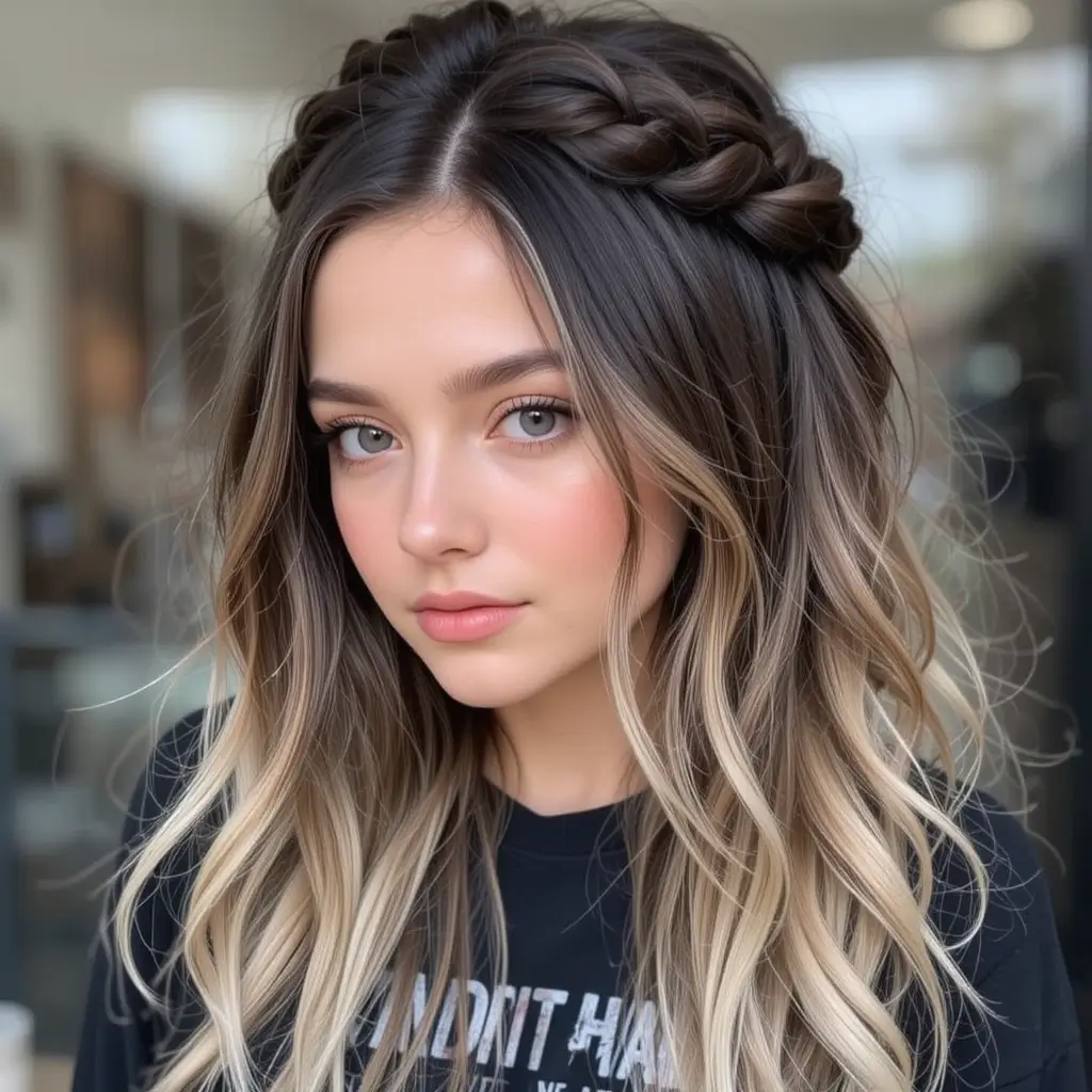 Dark Roots with Blonde Underlights