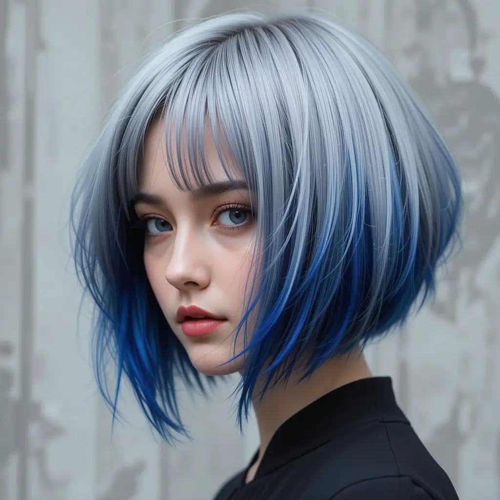 Deep Blue Peekaboo on Gray Hair