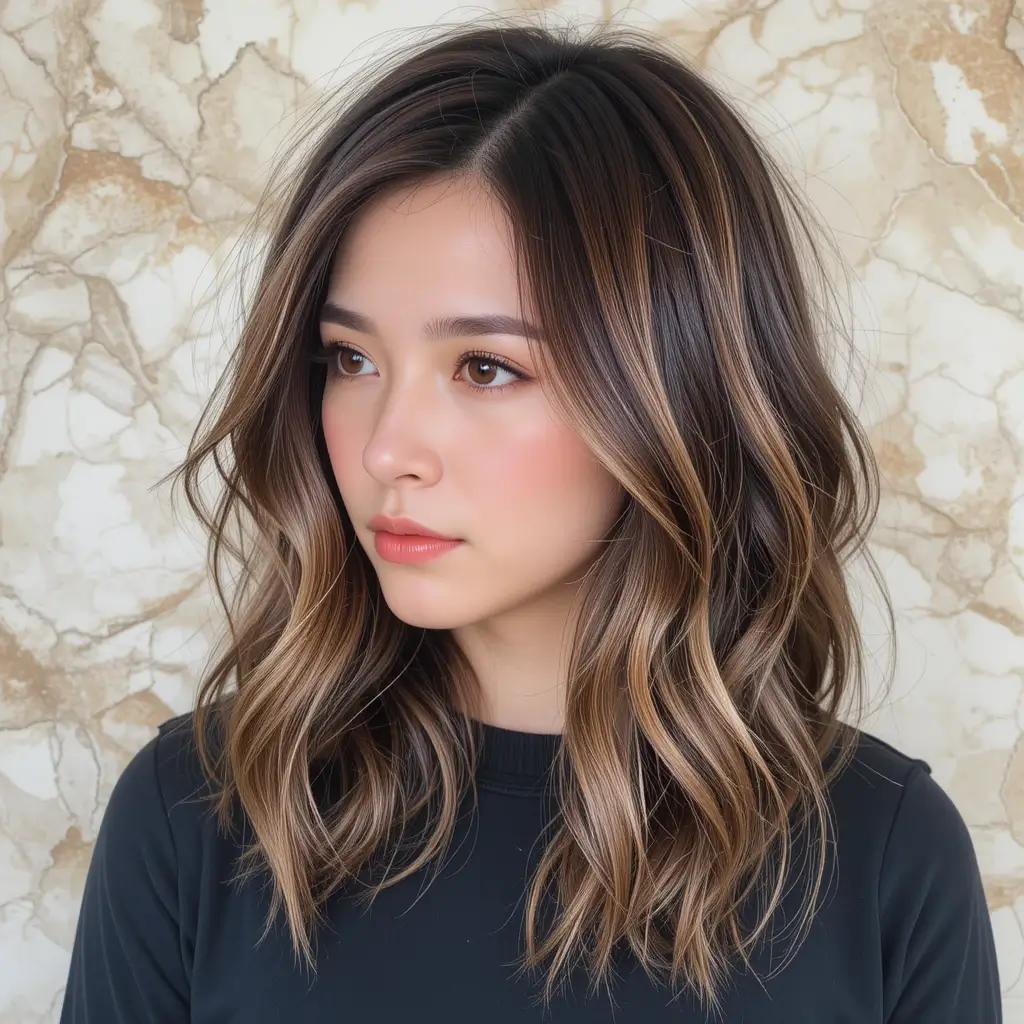 Deep Brown Layers with Subtle Caramel Streaks