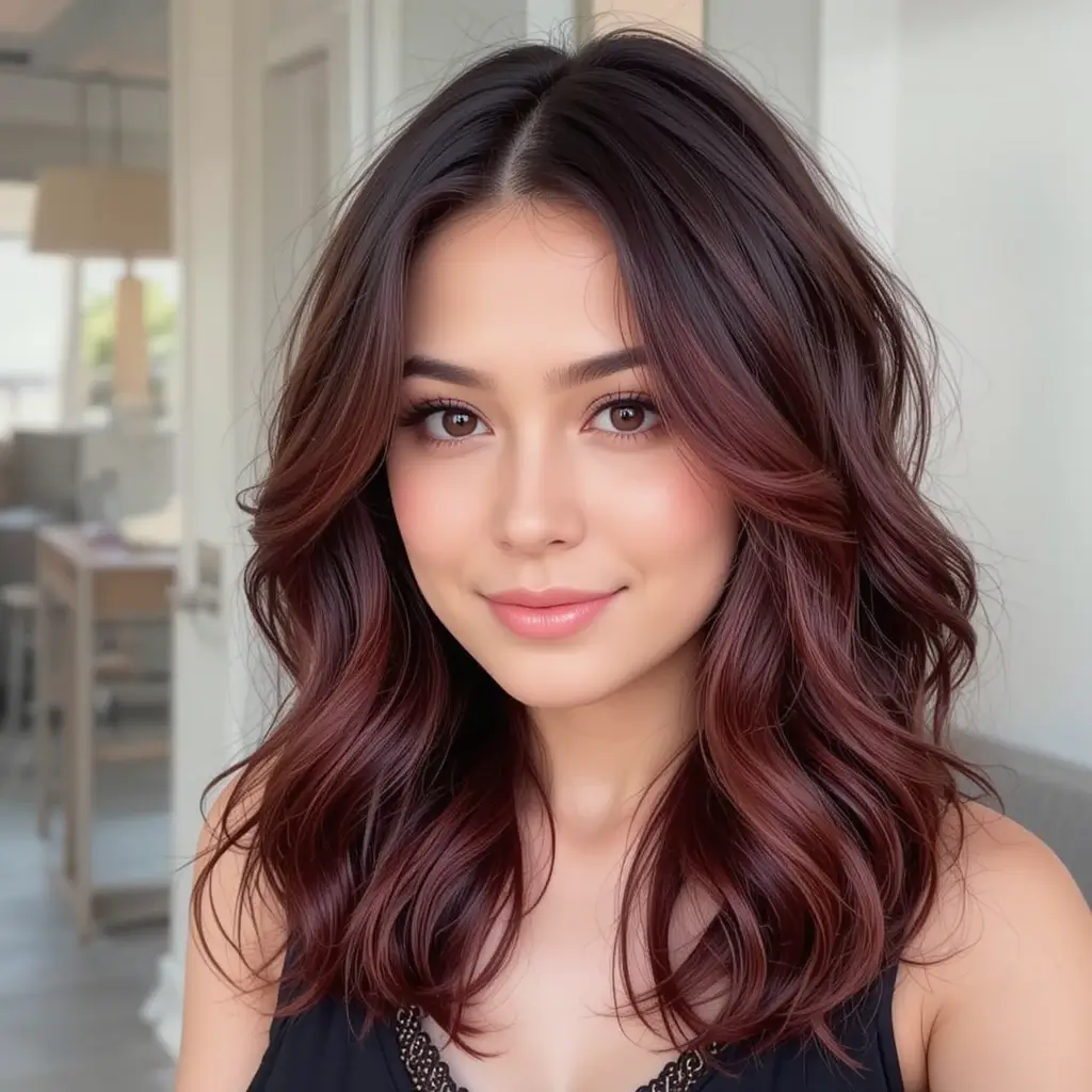 Deep Brunette with Red Velvet Tips